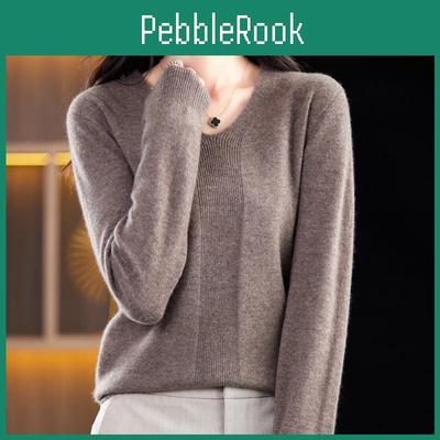 Womens Spring Autumn And Knit Sweater Vneck Longsleeved Knit Sweater Solid Color Pullover Thin Top Gentle Wind Knitted Bottoming Shirt