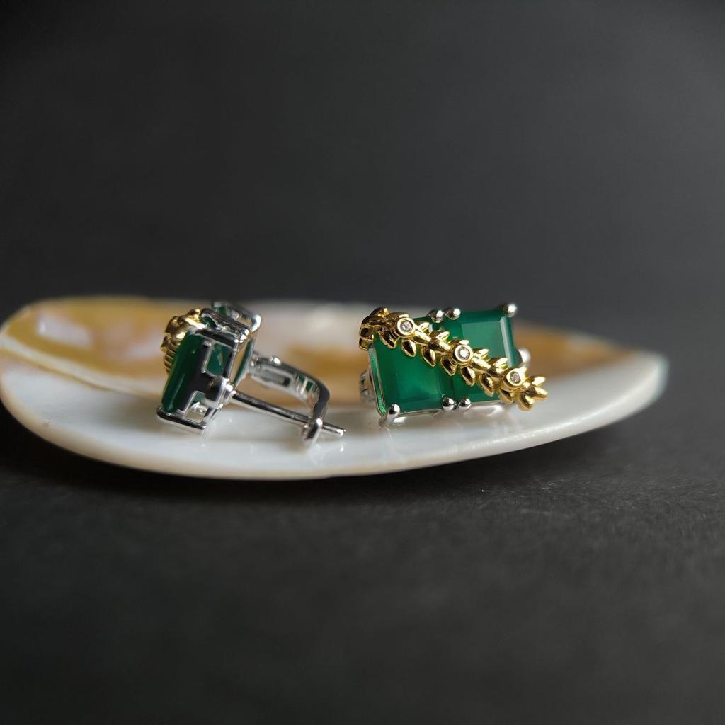 Silver Earrings with Natural Agate (2196440)