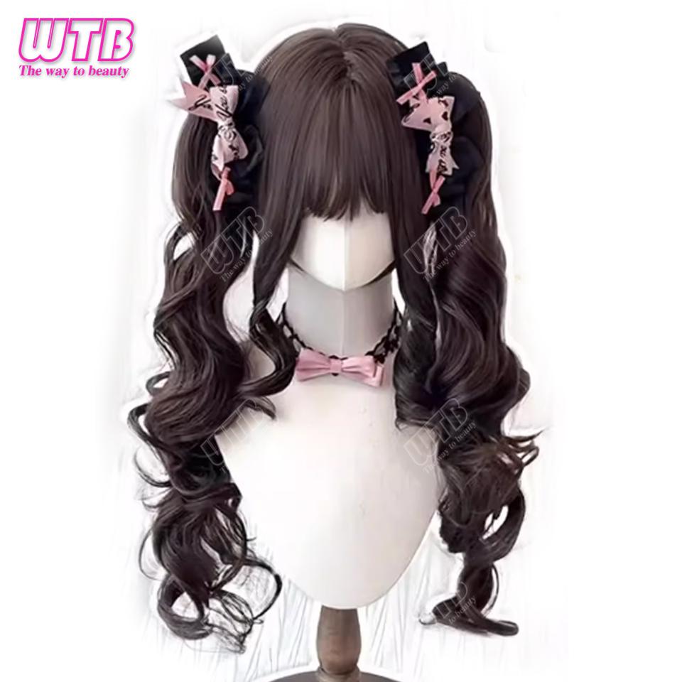 Double Ponytail Synthetic Wig For Women Lolita Clip-on Style Double Ponytail Wig Suitable For Role Playing Christmas Halloween