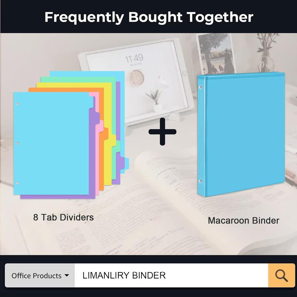8-tabs 2 Set Binder Dividers with Tabs,Fit 8.5" X 11" Letter Size Plastic Index with Label,Color Dividers for 3 Ring Binder (Total 16 Pcs)