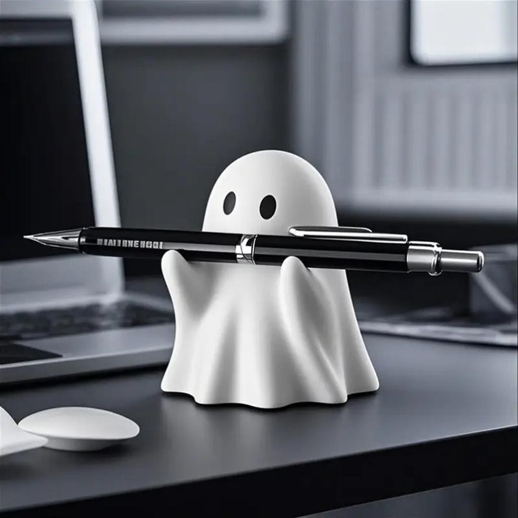 Funny Ghost Pen Holder Spooky Ghost Figurine Design Pencil Holder for Desk Organizer Accessory Gifts for Families Friends