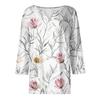 Women's Fashion Casual Floral Print V-Neck Short Sleeve Decorative Button Three-quarter Sleeve T-Shirt Top