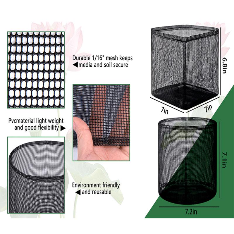 4pcs Reusable Mesh Growing Buckets Aquatic Plant Planting Bags Baskets Floating Planting Bags for Water Planting Indoor Garden