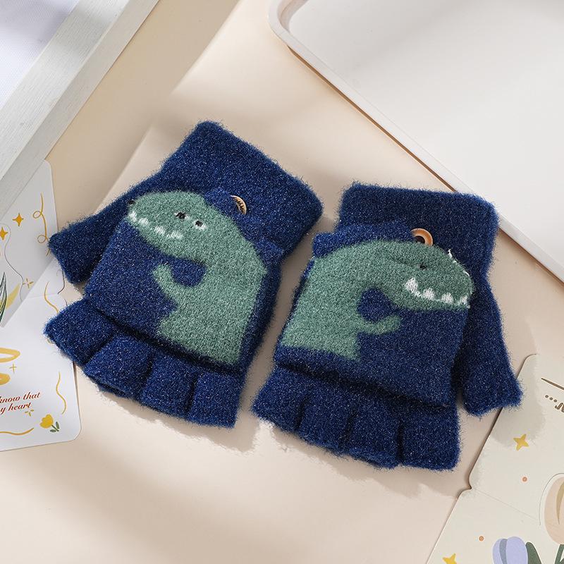 Cartoon Baby Chick Unisex Flip-Top Warm Gloves for Kids - Autumn/Winter