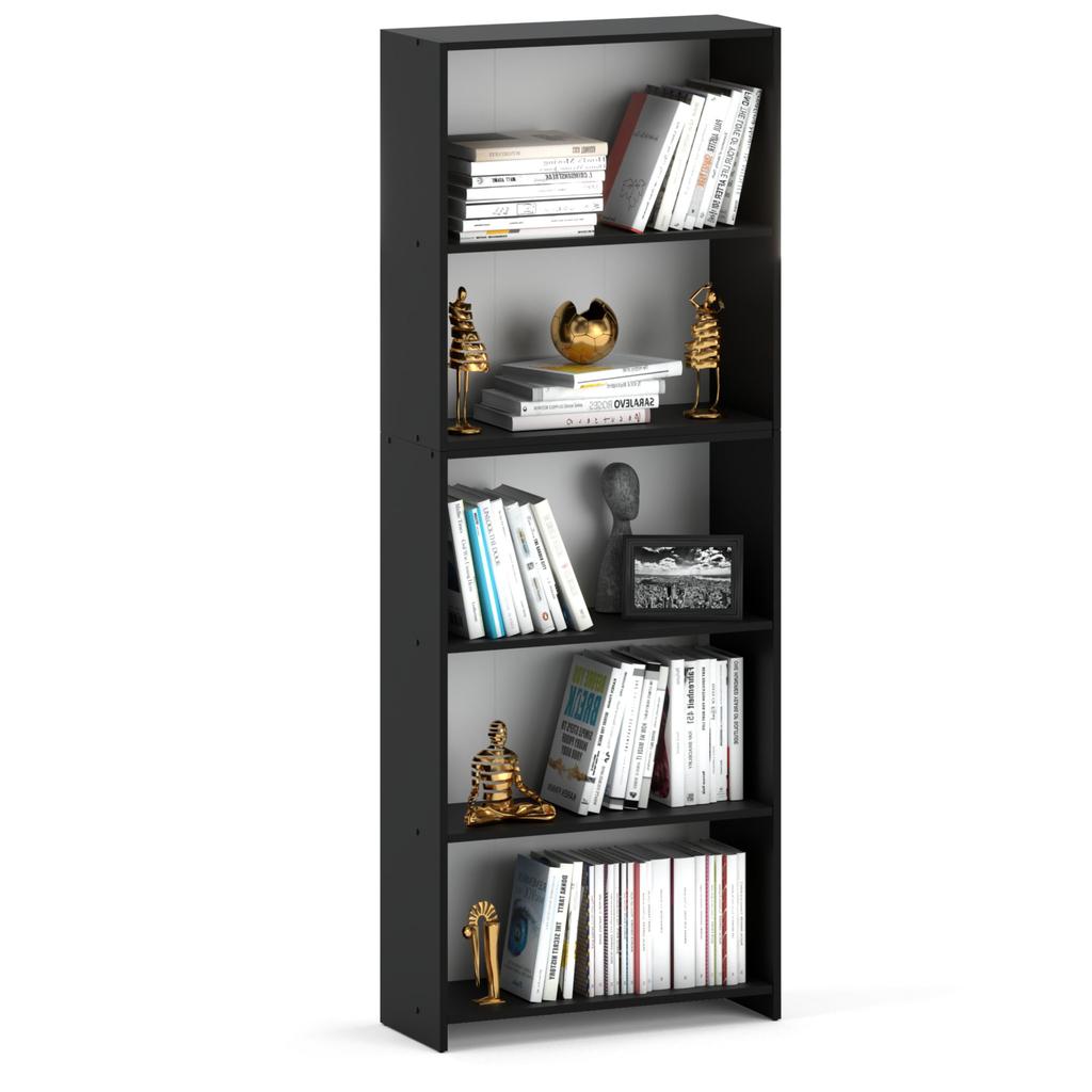 Office Bookshelf Black 70 CM 5 Shelves Binders Toys Loft