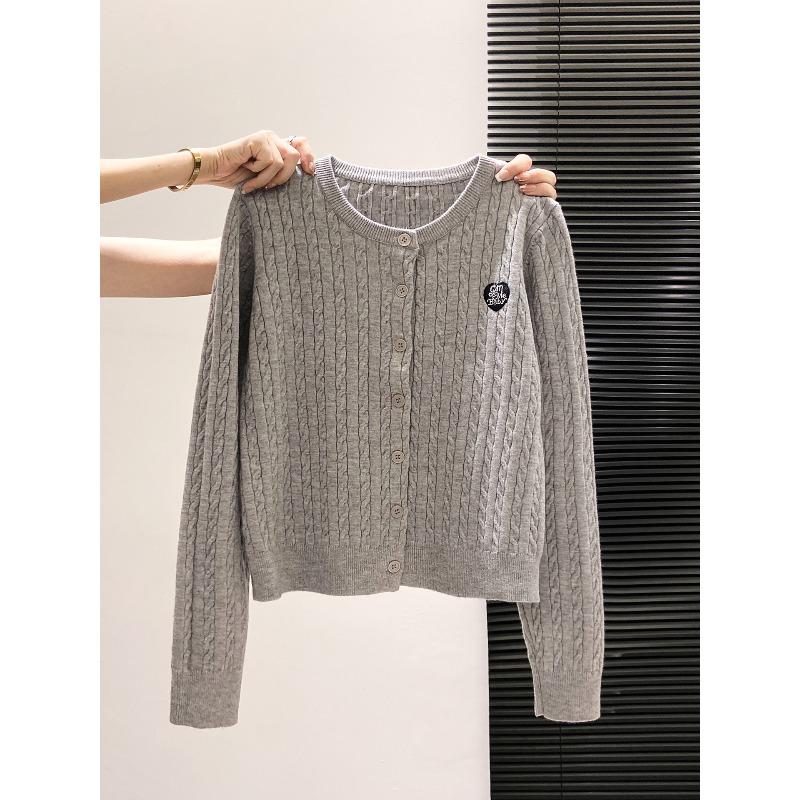 Dopamine knitted jacket women's spring and autumn love twist embroidered top single-breasted soft waxy sweater cardigan