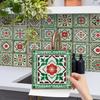24 Pieces European Style Tile Wall Sticker Self-Adhesive Kitchen Bathroom Decorative Tile Sticker Glossy Crystal Wall Decal