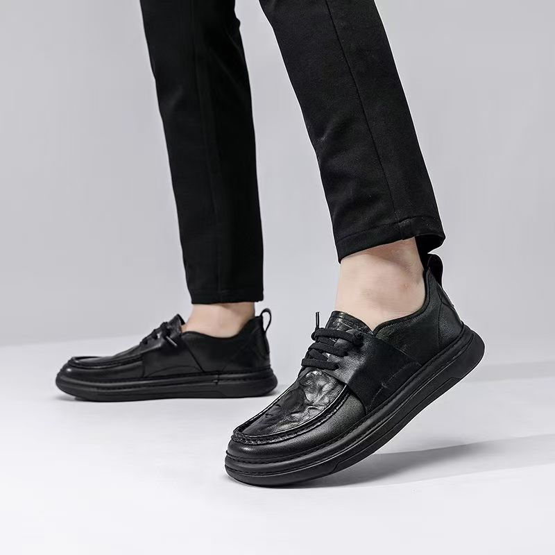Crooked head leather shoes men's autumn new versatile business casual leather men's shoes platform