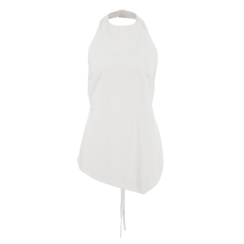 European and American Sleeveless Top Women White Design Sense Backless 2025 Casual Vest All-Matching Summer Vacation