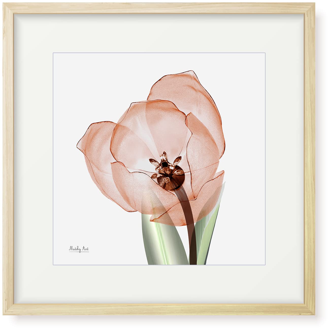 

interior flower art framed x Red Tulip painting, panel, (32cm 32cm)