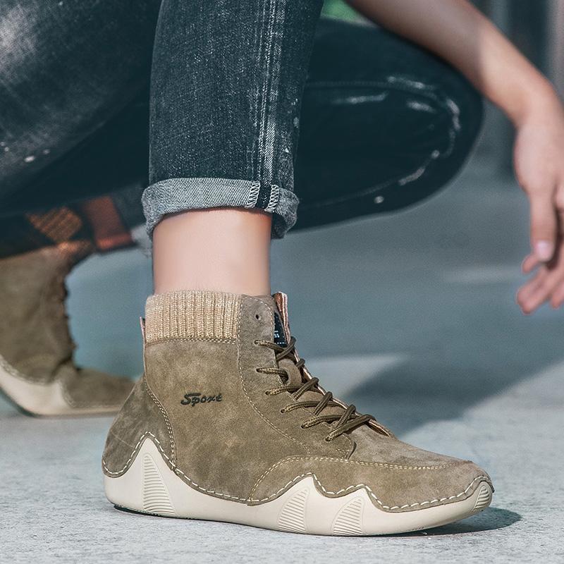 Büyük boy el yapımı bölünmüş deri ayakkabı erkek mokasen ayakkabıları rahat yarım çizmeler erkekler için rahat ayakkabılar mokasen erkek ayakkabıları