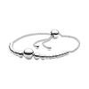 925 Silver Women's Bracelet with Heart T-shaped Buckle and Adjustable Bracelet, Fashionable DIY Jewelry Gift