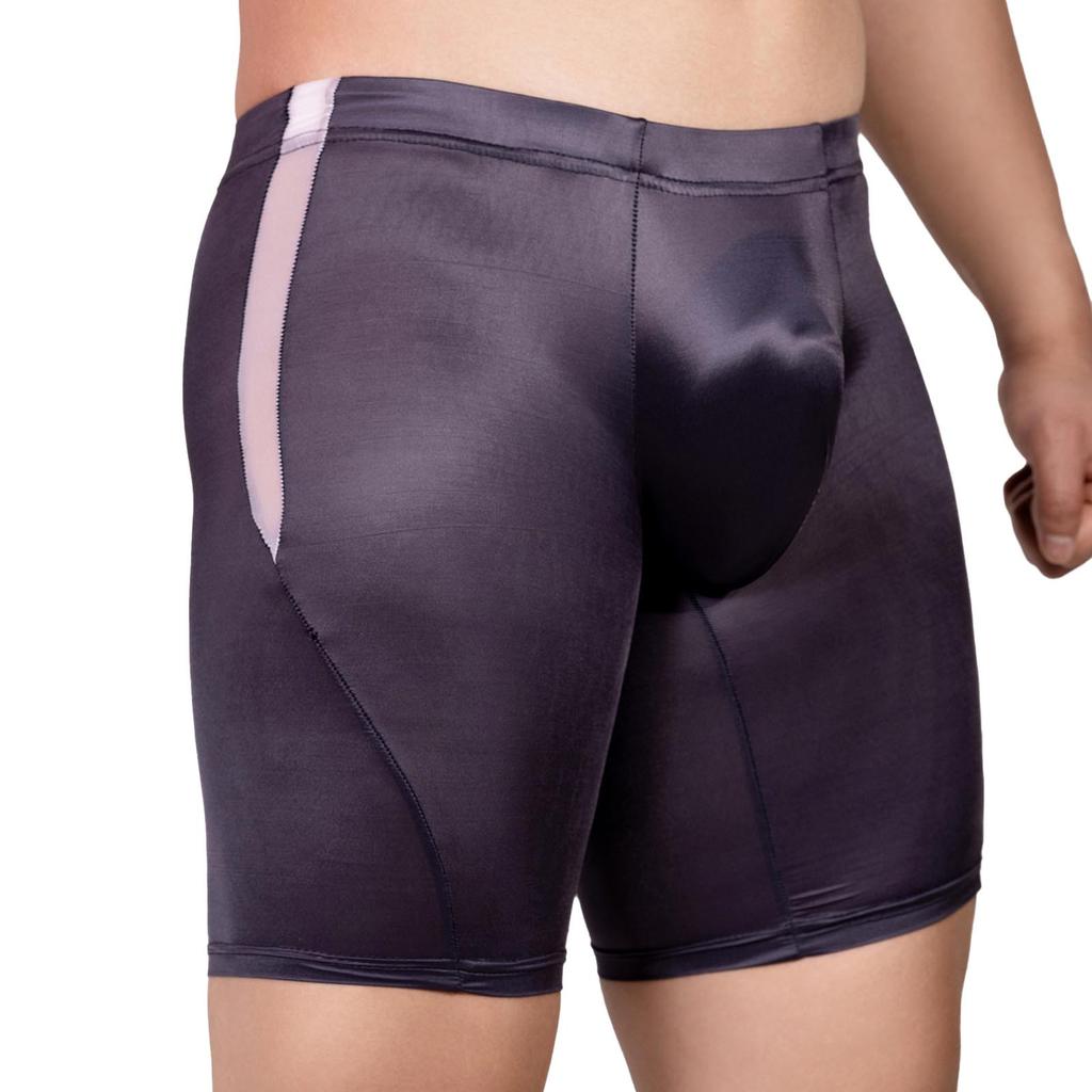 Mens Sheer Bermuda Shorts Bulge Pouch Contrast Trim Stretchy Fitness Nightwear Loungewear