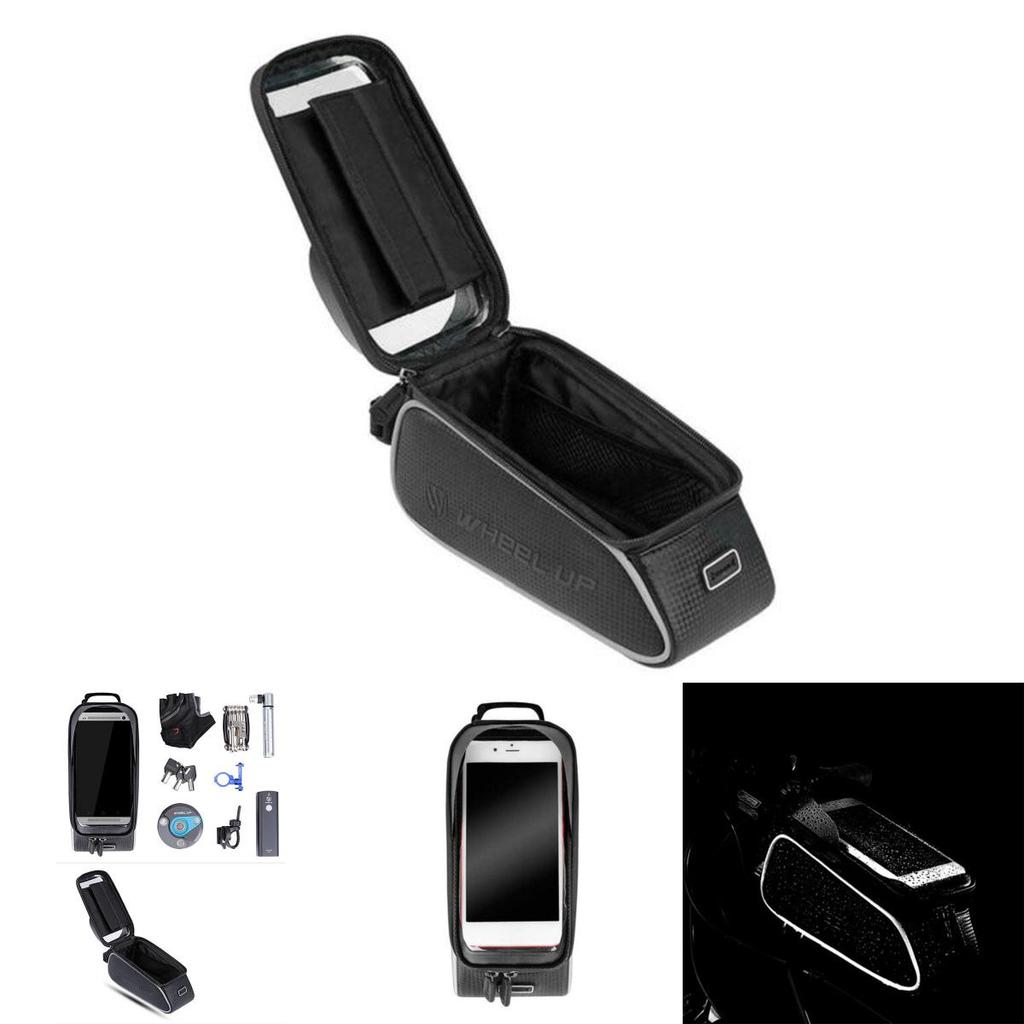 Polyester Bicycle Front Tube Pouch Bag With Transparent Tpu Screen**