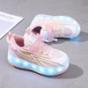Kinder Leuchtende Sneaker Reibschuhe Aufladen und Demontieren Vierrädrige Rollschuhe LED Kinder Leuchtende Sneaker