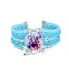 1Pc Demon Hunters KPOP Cartoon Time Gem Bracelet, Leather Braided Blue Multi Layer