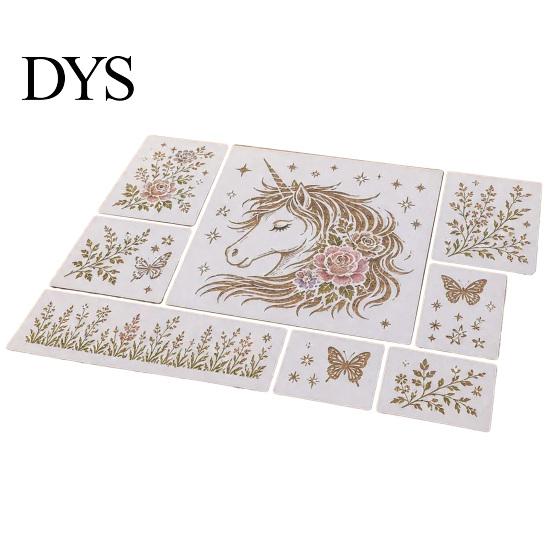 Schmetterlingsschablonen zum Malen Wiederverwendbare Gartenschablone, Tierblumen-Schablonen-Set, mit dekorativen Zäunen Kolibri Einhorn Rabe, Außenbereich