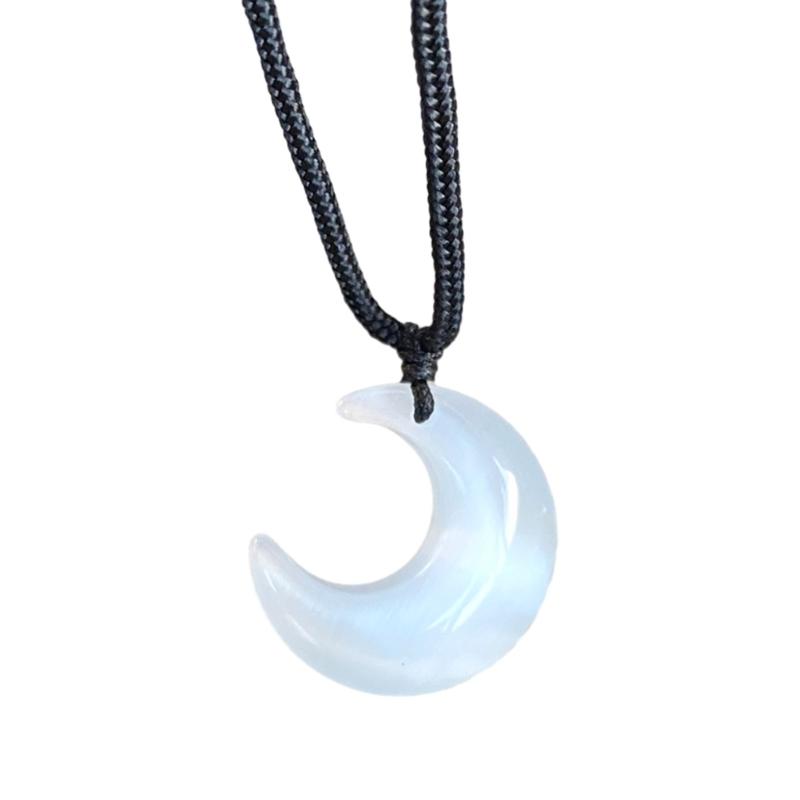 

Fashion Crescent Moon Pendant Necklace Natural Stone Choker Neck Chain Elegant Clavicle Chain Necklace Party Jewelry