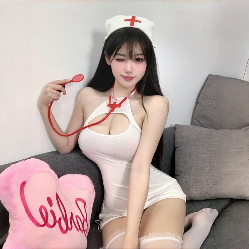 Domila Lenjerie Sexy Bretele Sexy Seducție Hollow Slim Outfit Asistentă Set Uniforme Cosplay F674