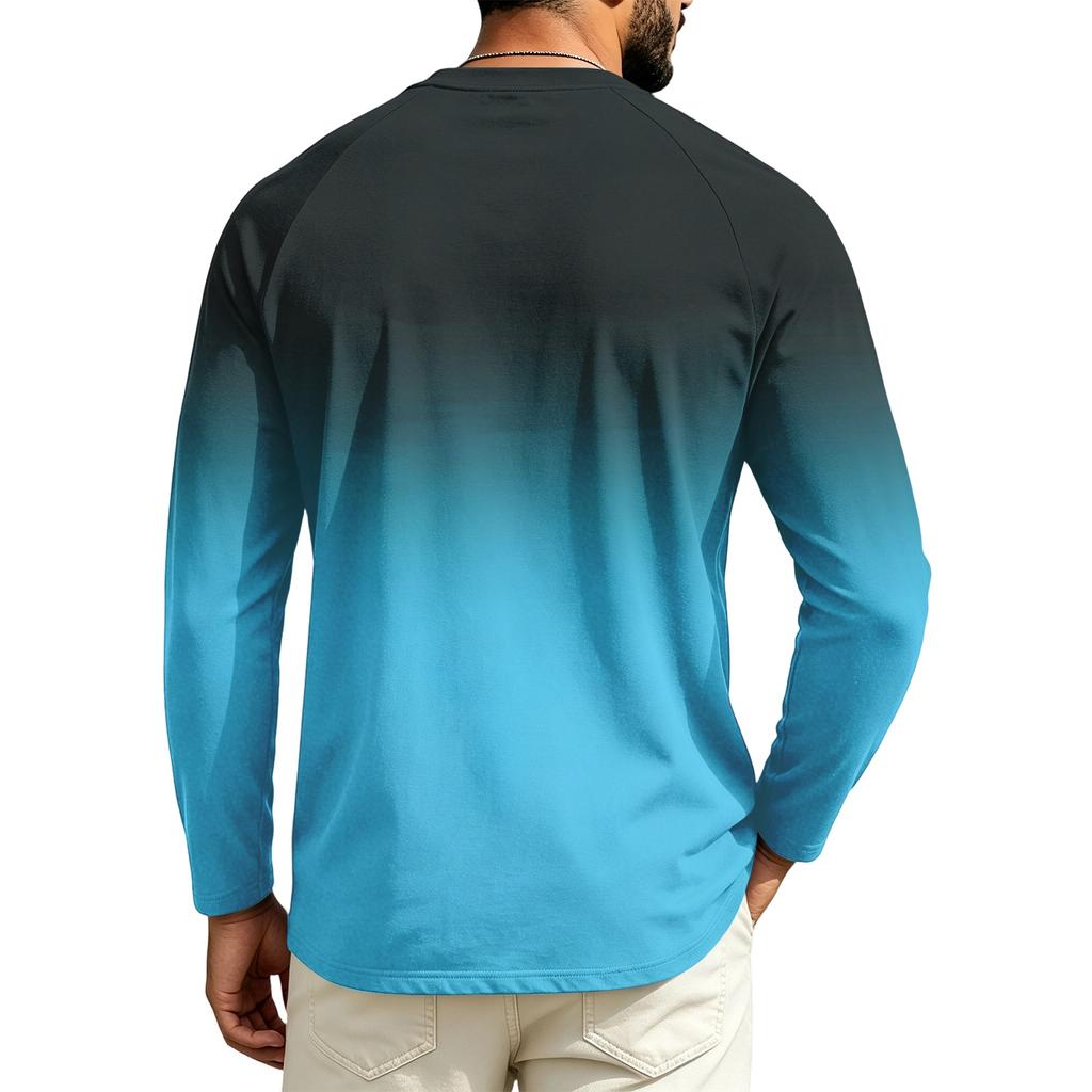 Men's Raglan Long Sleeve T-Shirt Neck Casual Top for Everyday Wear