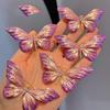 Elegant Retro Gradient Pink-Purple Butterfly Brooch: Enamel Painted, Gold-Plated Copper with Zircon.