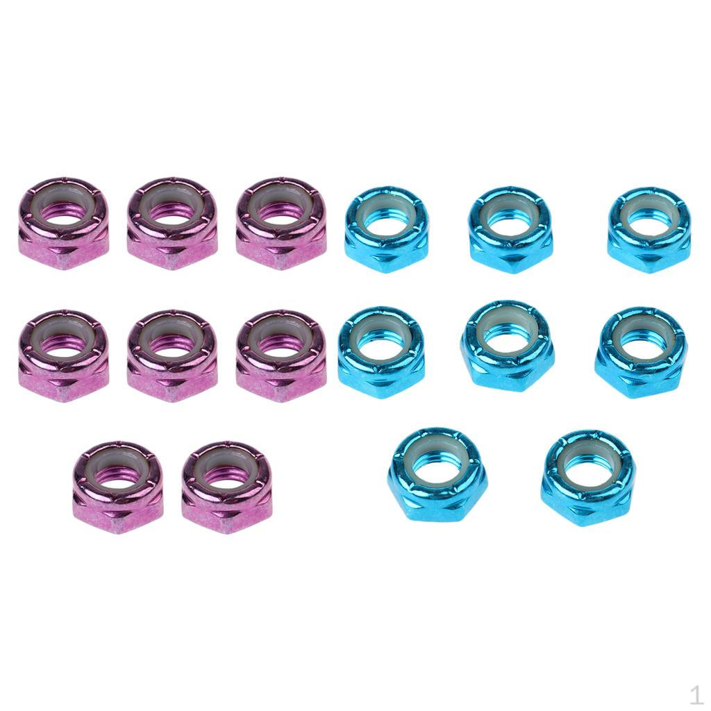 16pcs 2 Colors Skateboard Truck Wheel Axle Screw Nuts