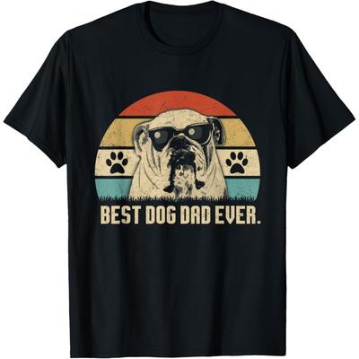 Vintage Best English Bulldog DAD Ever Shirt Fathers Day Gift Men T-Shirt