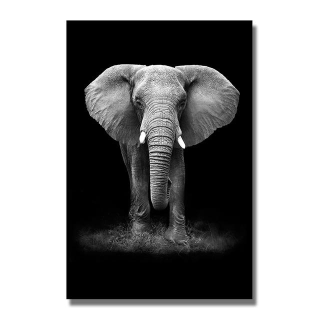

Черно-белый африканский слон, холст, живопись, постеры и принты, настенная художественная картина для гостиной, украшение дома, Cuadros 21*30cm