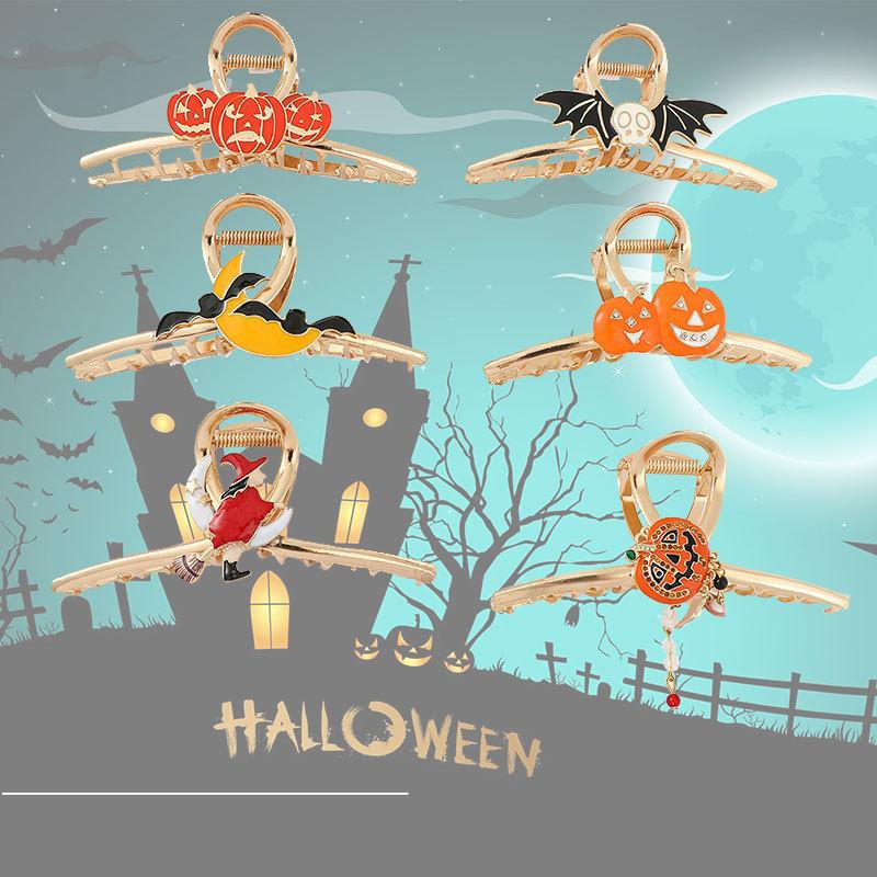 

6 шт., металлические заколки для волос на Хэллоуин для женщин-призрачная тыква, готические большие заколки для волос, нескользящие металлические зажимы для волос, аксессуары для волос для длинных и толстых волос A-1PC