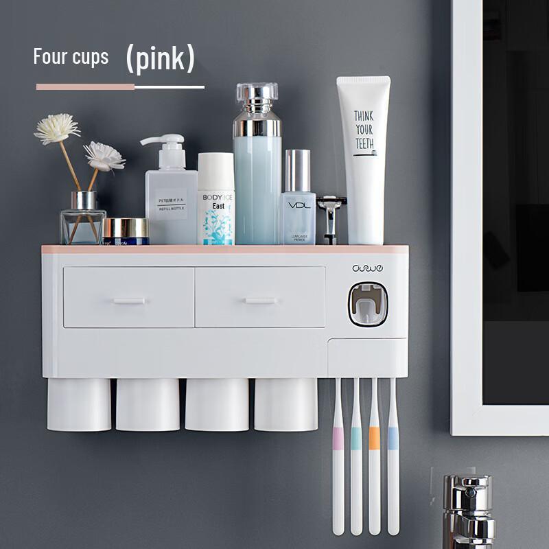 Wall-Mounted Toothbrush Holder Set with Dispenser