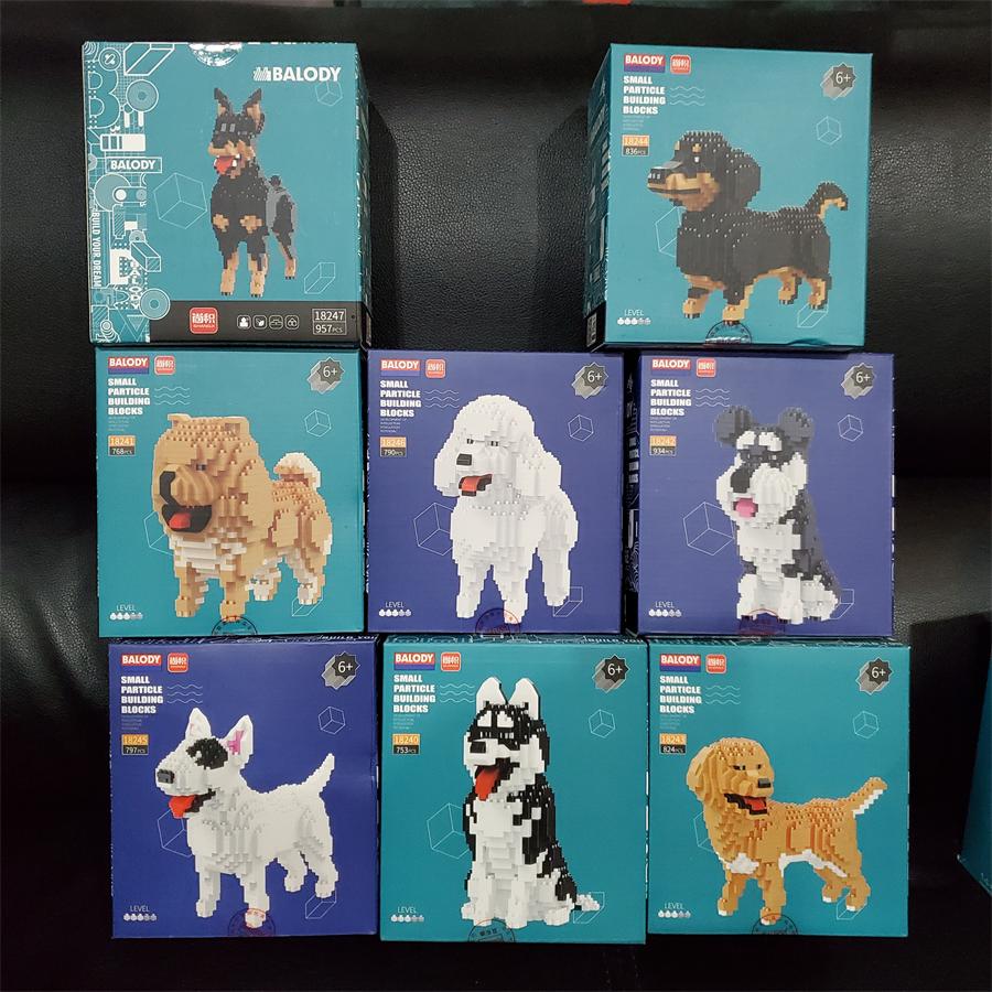 Assembly Small Blocks Toys Animal Model Corgi Dog Dachshund Diamond Blocks Schnauzer Kids Gifts Girls Christmas Present Pet Shop