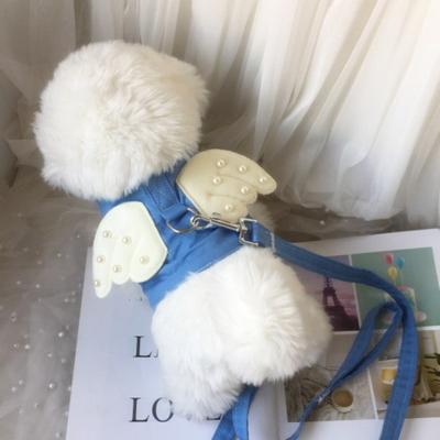 Bokja Nailsang Dog Harness, Ribbon Harness, Wing Harness Set Lead Leash, Wing Harness Sky, 1 Set