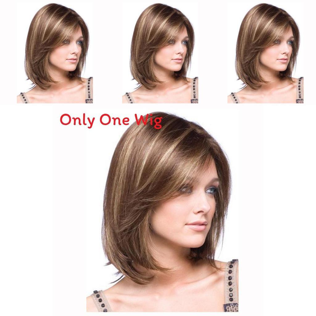 Short Straight Wig With Hightemperature Silk For Womens Face Shaping And Fashion Style