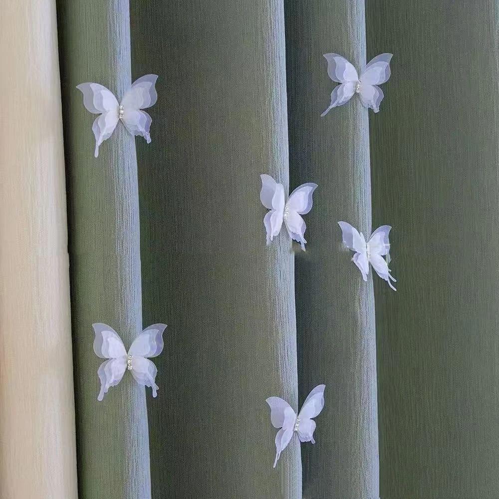 20ks Organzová látka s gradientní barvou Motýlí aplikace 3D Snový šifonový motýl Průsvitný 5CM DIY Šití Řemeslná dekorace