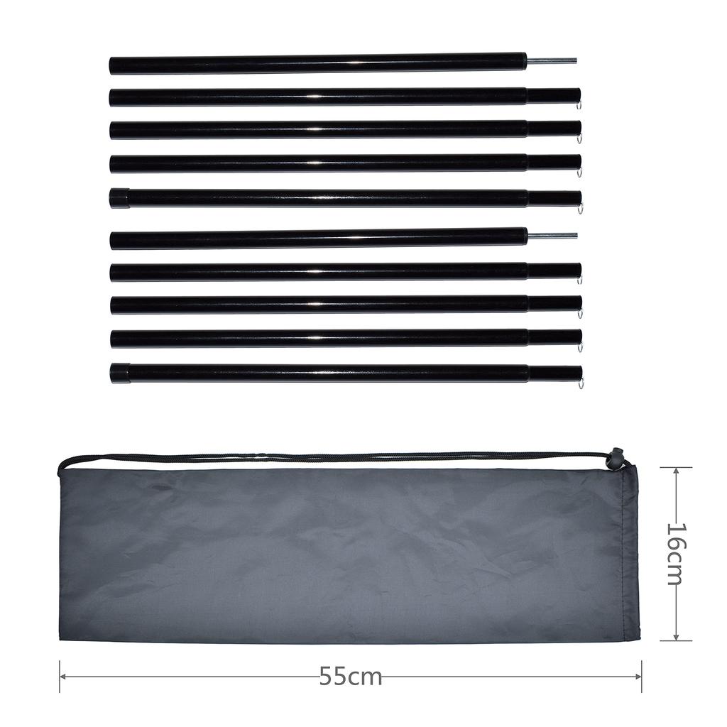 MARUFANG Zeltstangen-Set mit verstellbaren Stangen für einfachen Campingaufbau, Aufbewahrungstasche inklusive 2, Zelt, Plane, Flügel, Montage, Werkzeug, (Grau)