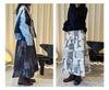 Louvre Winter Japanese Retro Paisley Patchwork Elastic Waist Long Skirt for Women