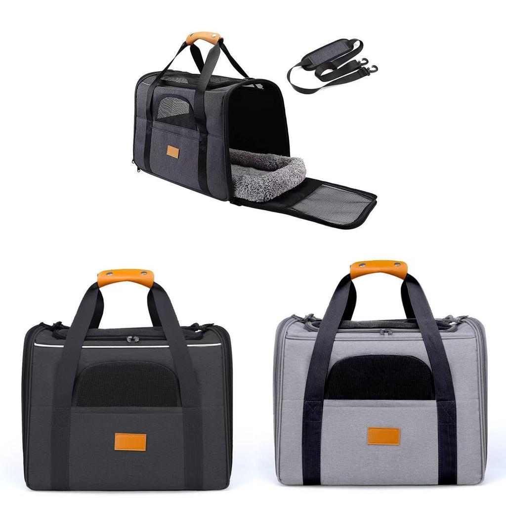 Portable Pet Carrier With Oxford Material For Outdoor Travel And Ventilated Design