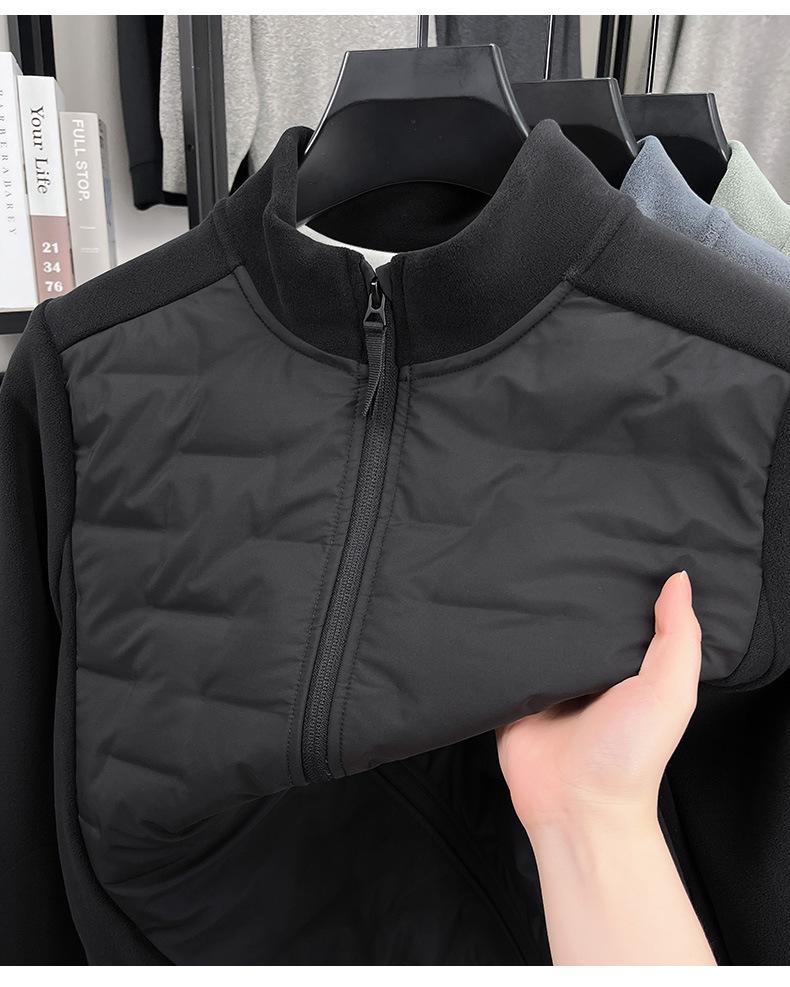 Men's Lightweight Stand Collar Down Jacket with White Duck Down, Autumn/Winter Casual Cold Protection Patchwork Design.