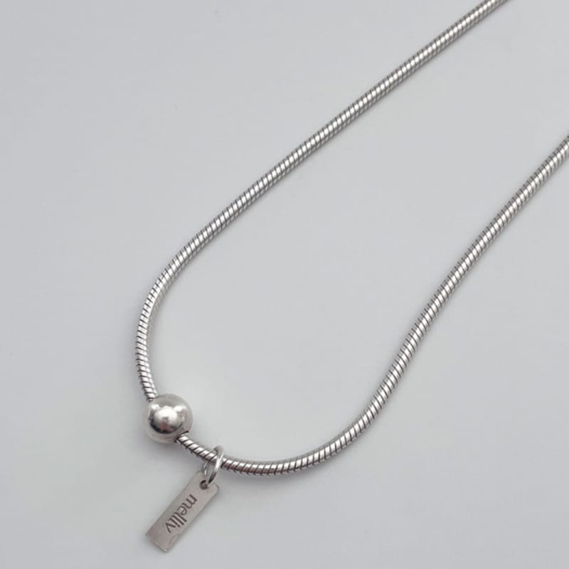 Melliv Silber Kugelkette Quadratischer Anhänger Schlangenkette Halskette_mvn35