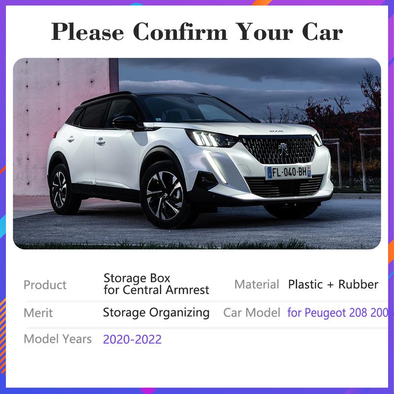 Car Organizer Box for Peugeot 208 2008 II MK2    Central Armrest Storage Container Holder Tray Interior Accessories