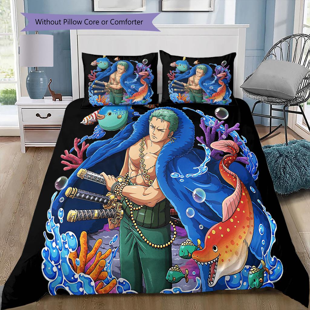 Conjunto de Colcha com Padrão de Desenho Animado Capa de Colcha Fronha Decoração de Casa Presente de Aniversário (1 capa de edredom + 2 fronhas, sem enchimento.)