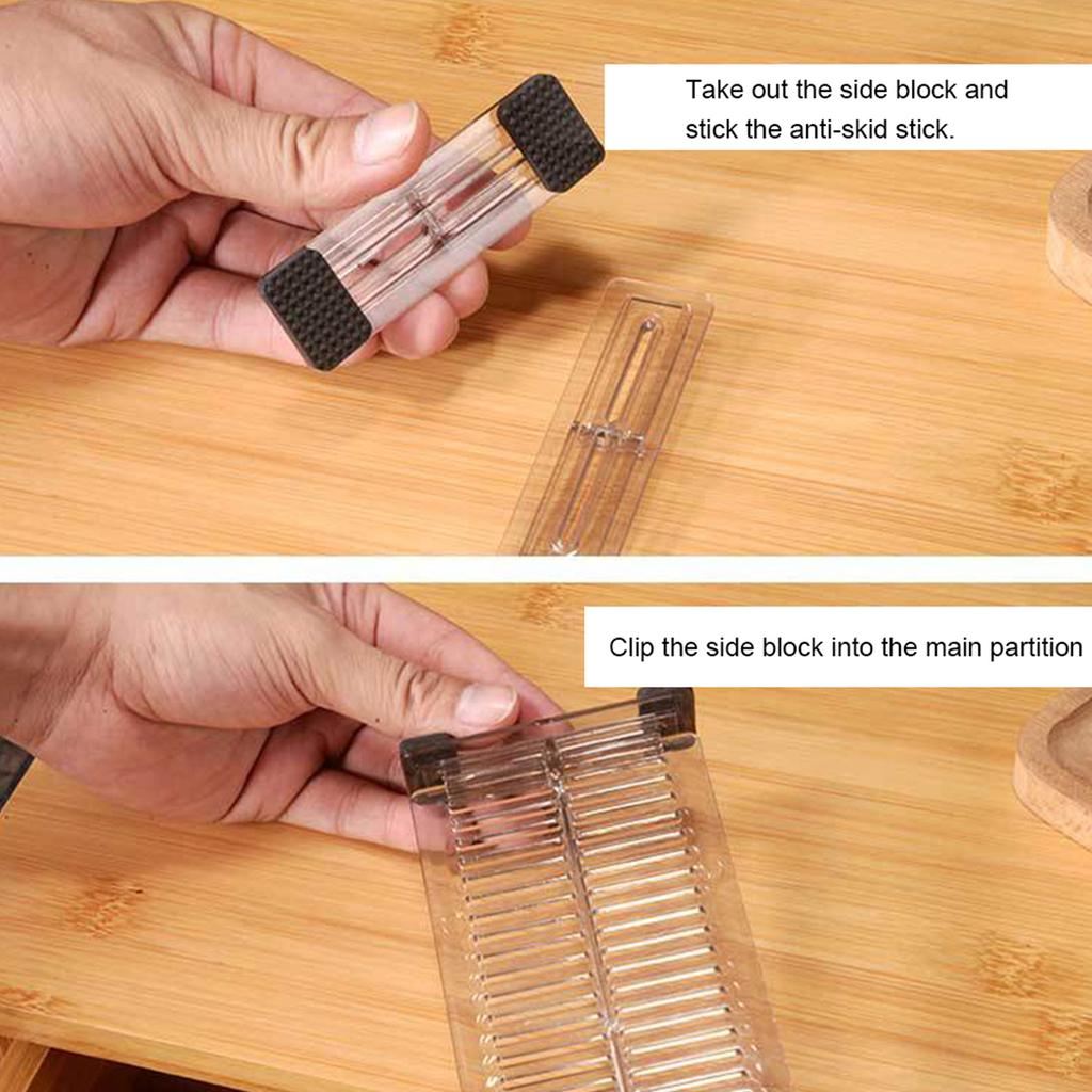 2-20Pcs Adjustable Drawer Dividers Organizer Transparent Expandable Drawer Separators Plastic Kitchen Dresser Storage Box