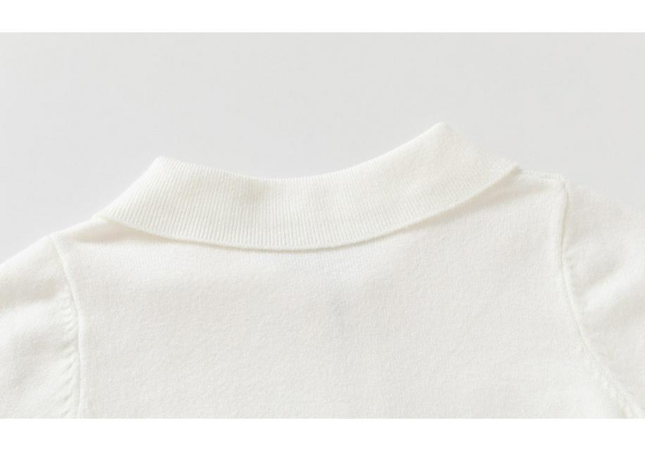 Boys' Classic Lapel Knit Top - Plain Half-Zip Jacket for Children