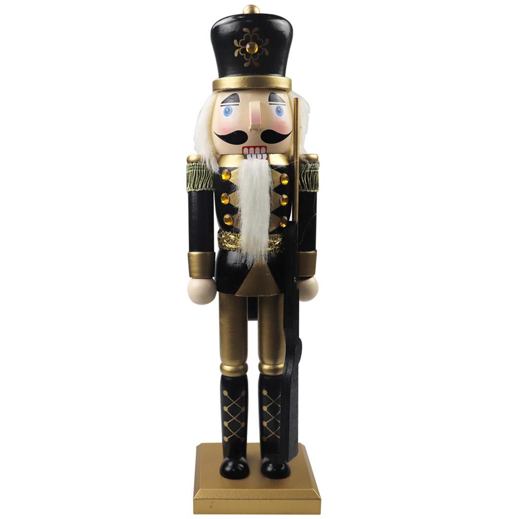 Stylish  Wooden Nutcracker Figure Ornament Lovely  Cartoon Chirstmas Soldier Decor Ornaments for Home Bedroom Living Room  Ofiic