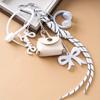 Fashion PU Leather Maillard Rope Keychain Woven Rope Handmade Bag Pendant Love Letter Style Car Keyrings Bag Charm