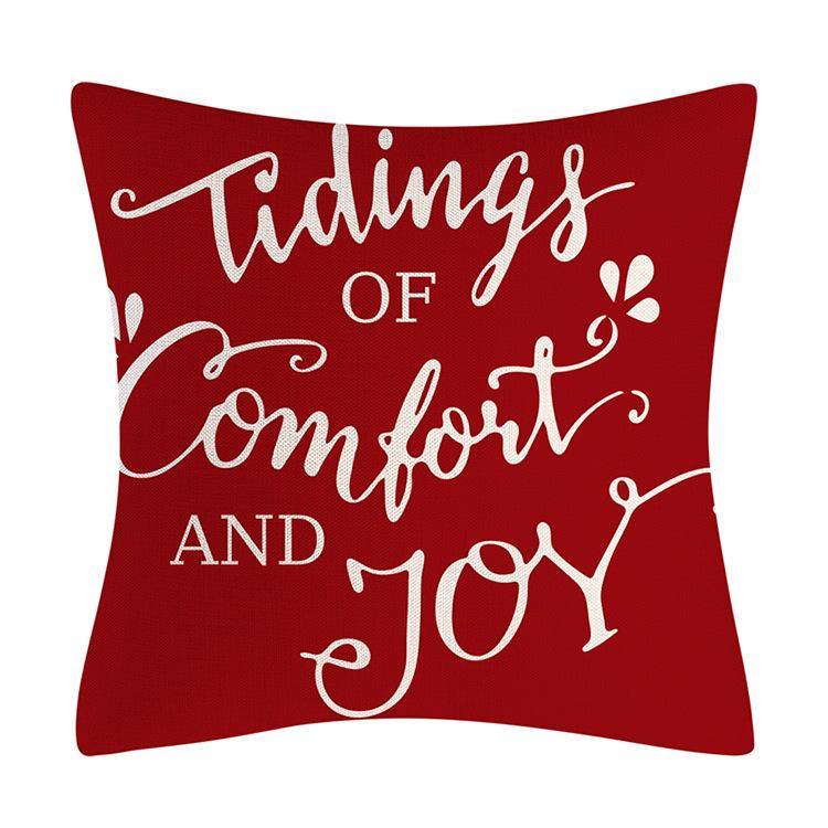 Red Series Snowflake Reindeer Pattern Throw Pillow Cover with Short Plush Print for Living Room Sofa Decoration Cushion Cover