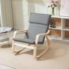 Comfortable Relax Rocking Chair, Upholstered Lounge Chair Recliner with High Back and Headrest for Living Room, Bedroom, Grey