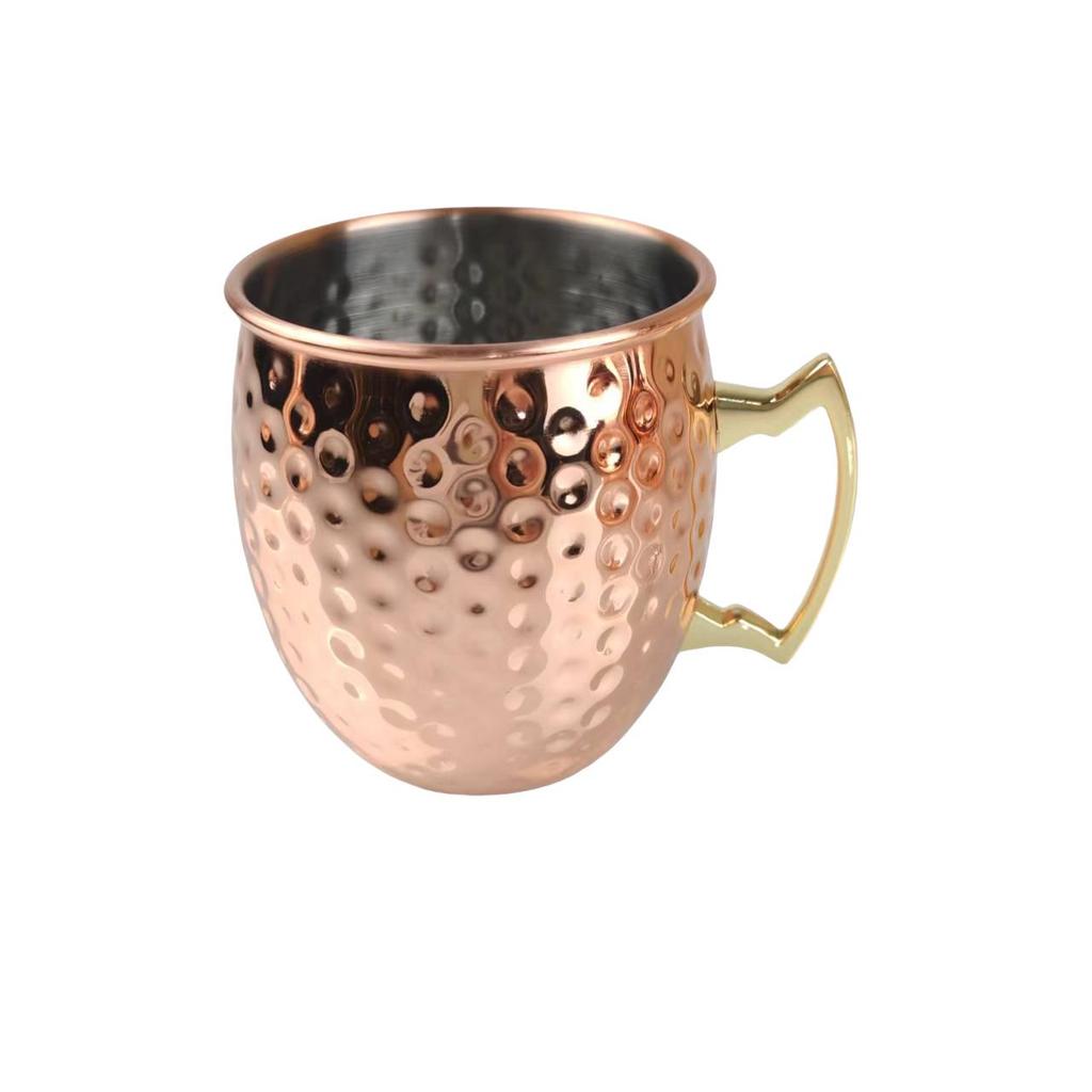 Hammered Stainless Steel Moscow Mule Mug - Copper-Plated European Cocktail Cup