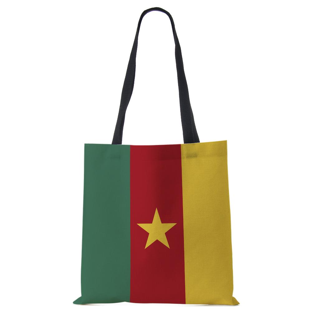 World Cup Flag Women Handbag Linen Totes Casual Traveling Beach Gift Bags CLE