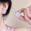Korean Sweet Colored Ice-transparent Blossoming Flowers Stud Earrings for Women Summer Vacation Temperament Piercing Jewelry